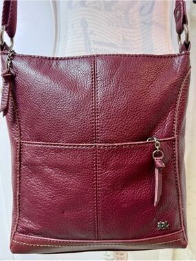 the SAK Crossbody Messenger Bag, Pebble Leather, Maroon/Red/Wine